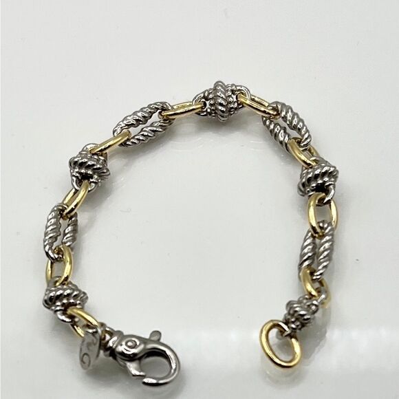 New  Phillip Gavriel STERLING SILVER & 18K GOLD VICTORIAN LINK BRACELET - Picture 2 of 8